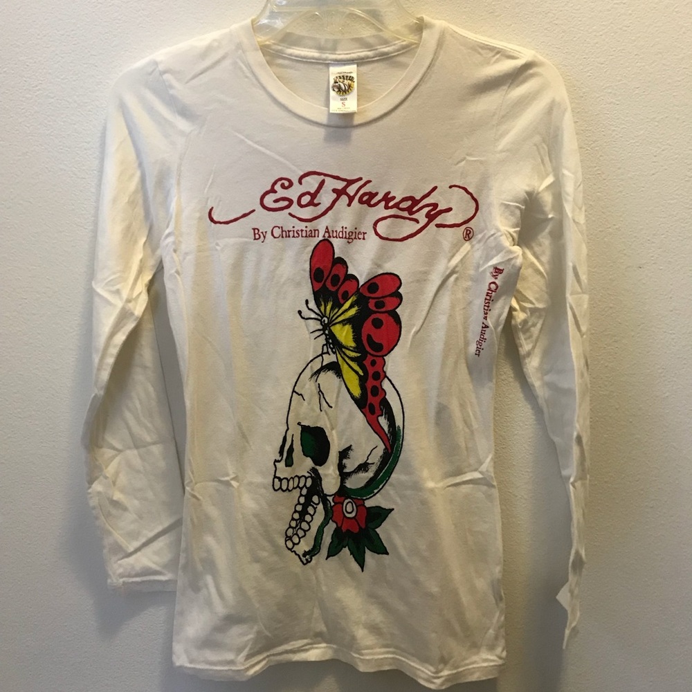 White long sleeve Ed Hardy shirt